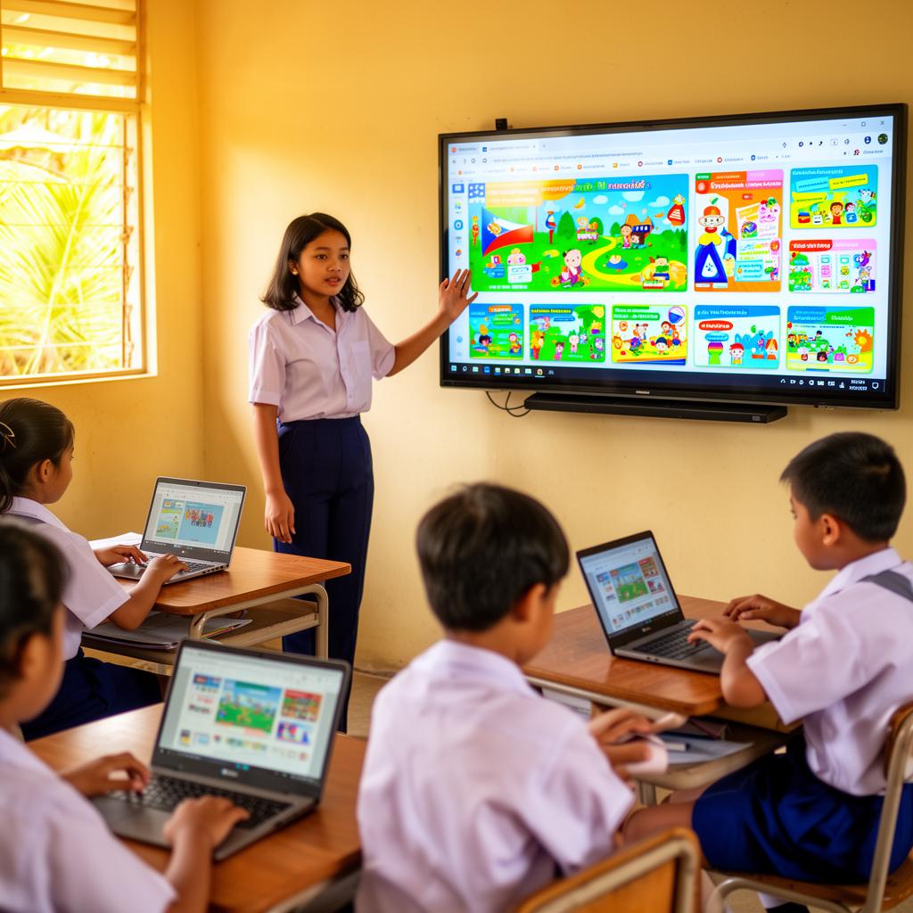 K-12 students learning in a connected classroom