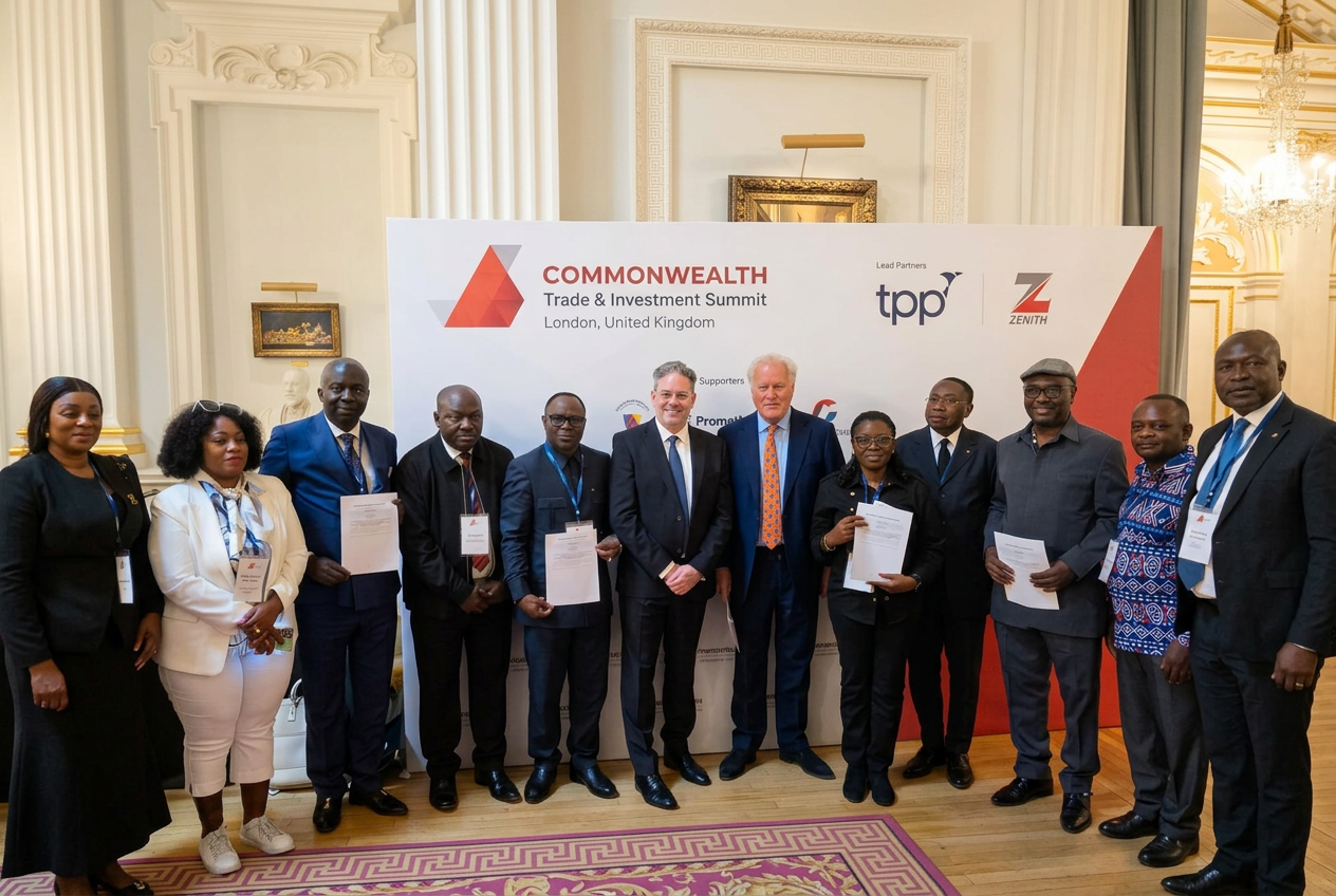 NDX with the Cameroon delegation at the Commonwealth Trade & Investment Summit 2026, Mansion House, London.